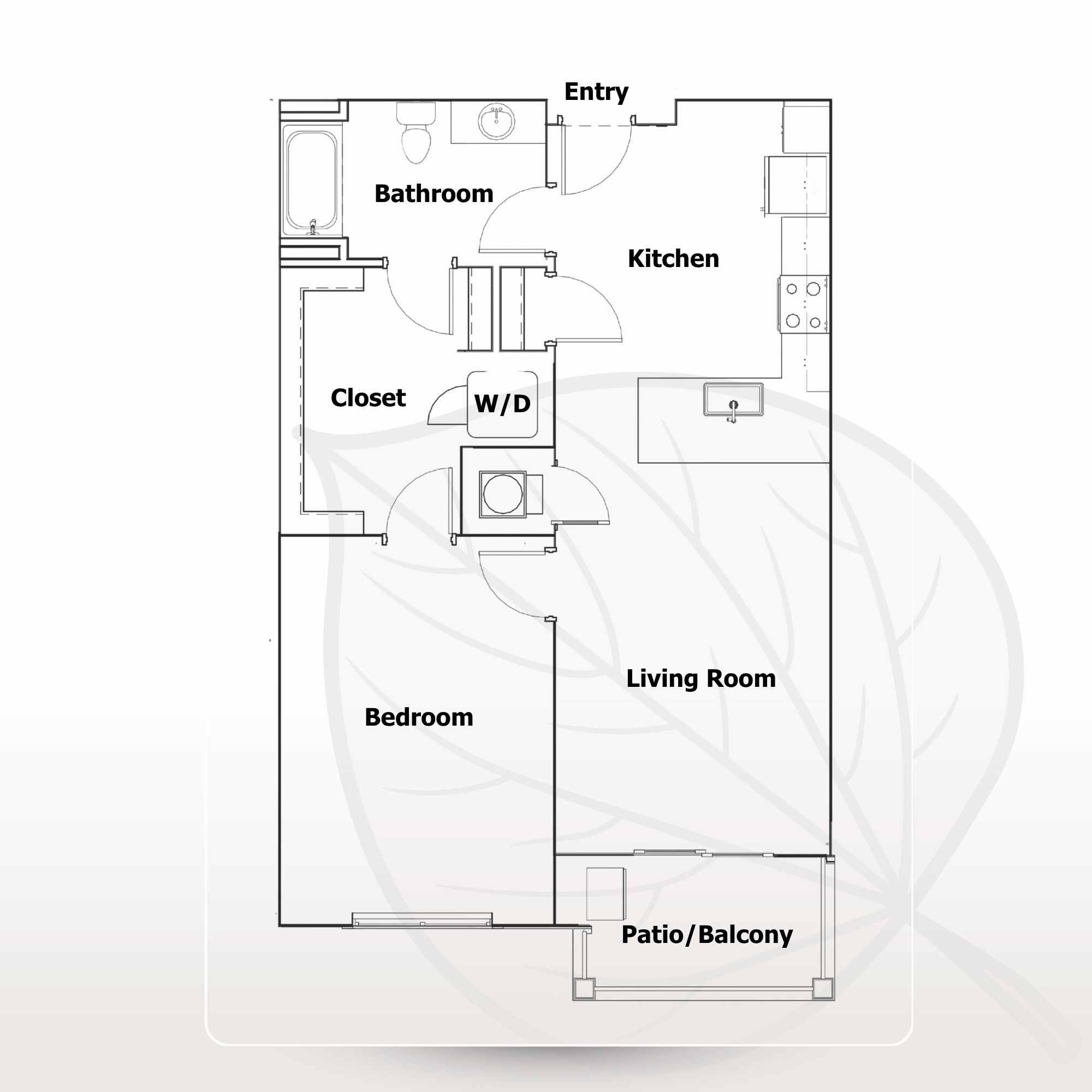 The Redbud 1 bedroom 1 bath apartment